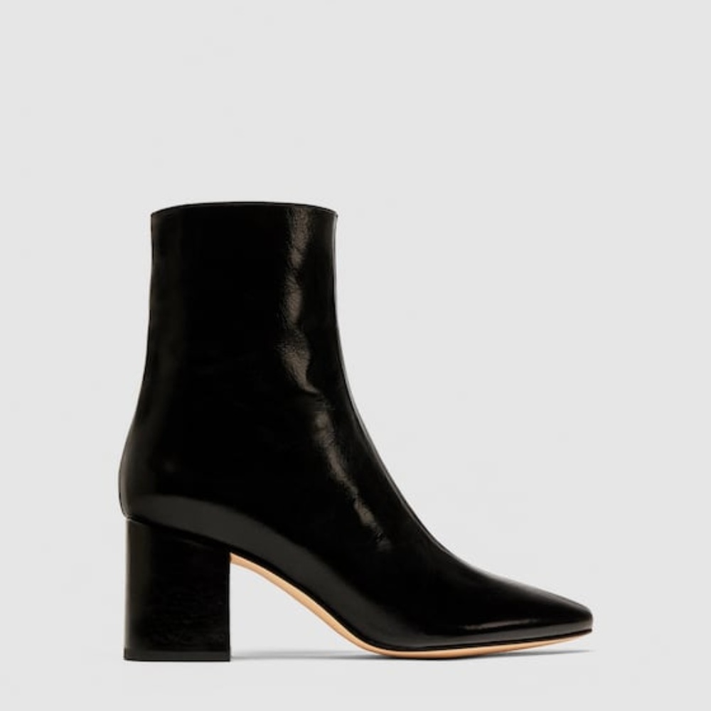 Zara Leather High Heel Ankle Boots